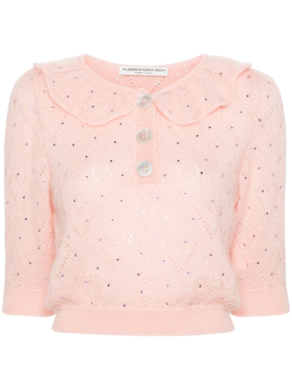 Alessandra Rich Cropped-Bluse mit Kristallen - Rosa von Alessandra Rich