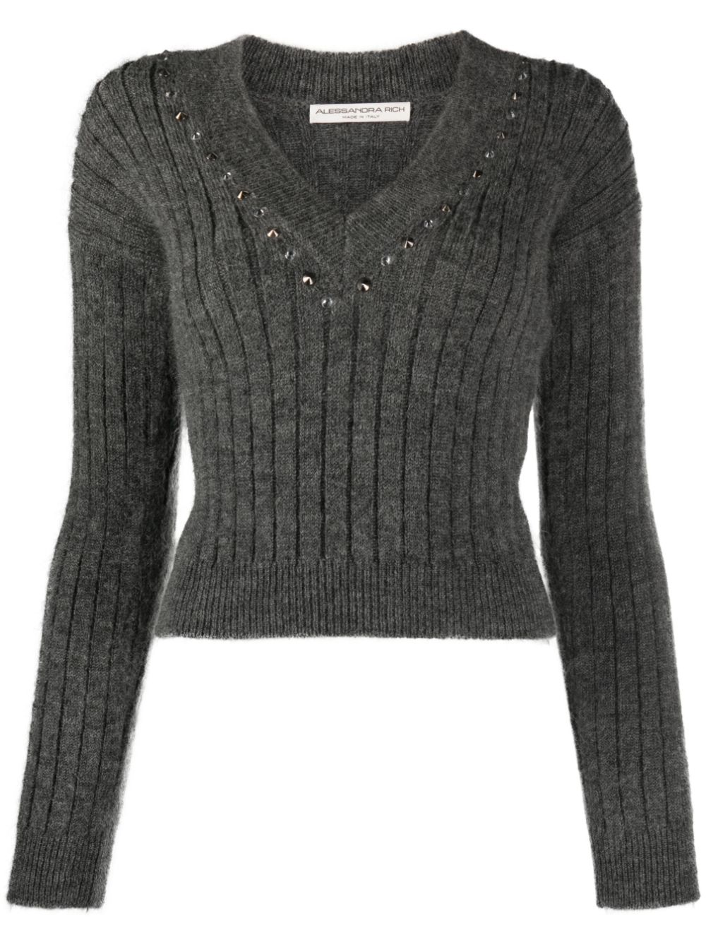 Alessandra Rich Pullover mit Kristallen - Grau von Alessandra Rich