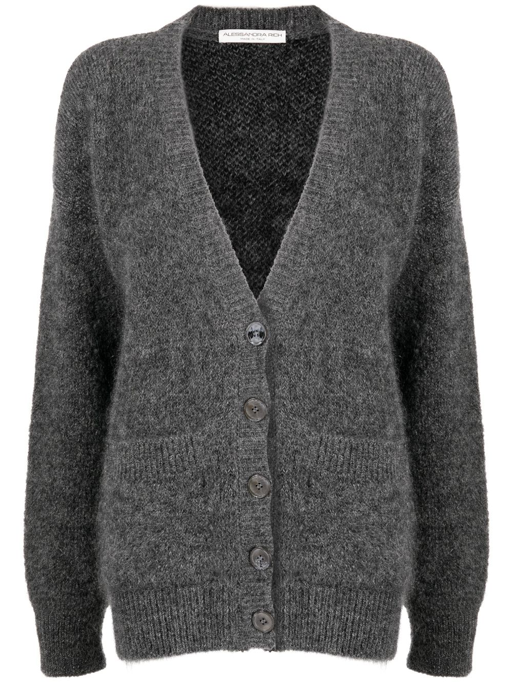 Alessandra Rich Intarsien-Cardigan mit Teddy - Grau von Alessandra Rich