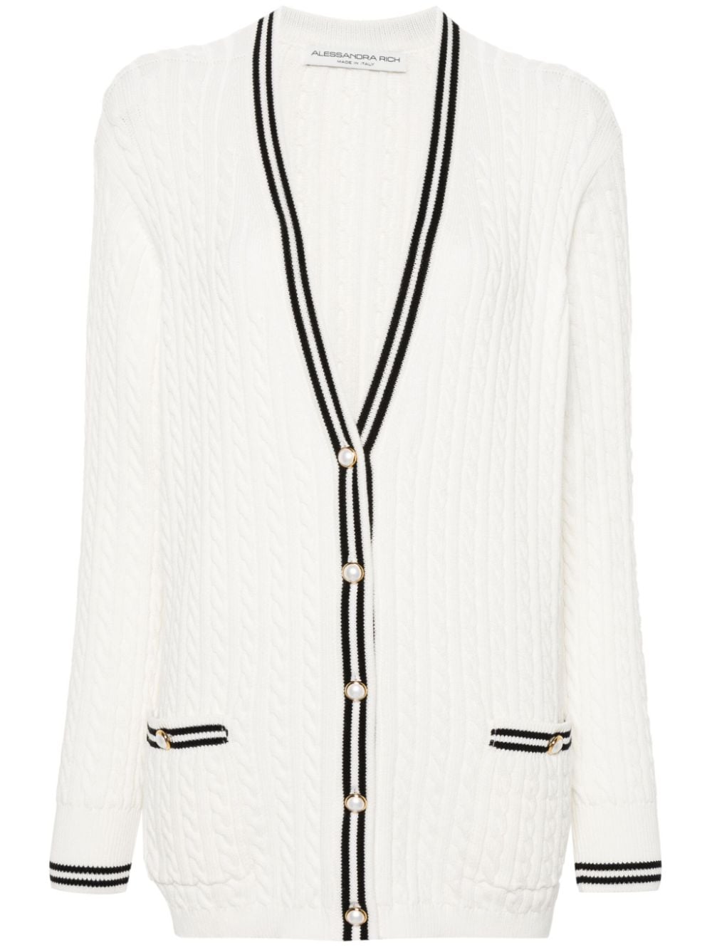 Alessandra Rich Cardigan mit Zopfmuster - Weiß von Alessandra Rich