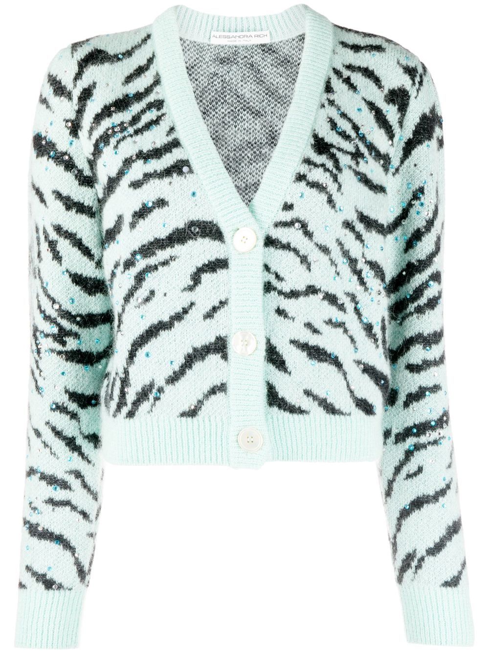 Alessandra Rich Cardigan mit Zebra-Print - Grün von Alessandra Rich