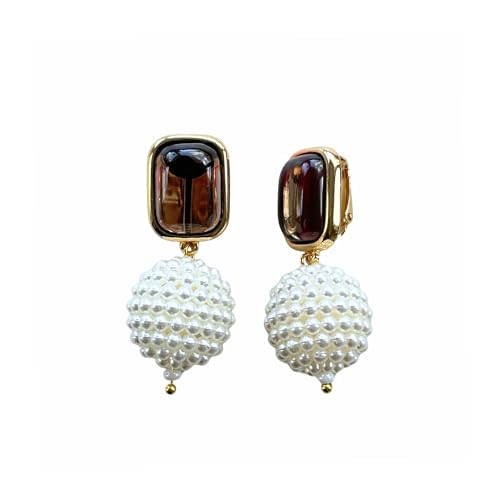 Clip-Ohrringe DAISY Obsidian und Perlenkugel. Elegant & ohne Ohrlöcher von Alessandra Schmidt