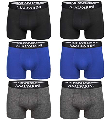 A. Salvarini Boxershorts Herren Designer Unterhose Boxershort 6er Set AS-120 [AS-120-Mix6-Gr.L] von ALESSANDRO SALVARINI