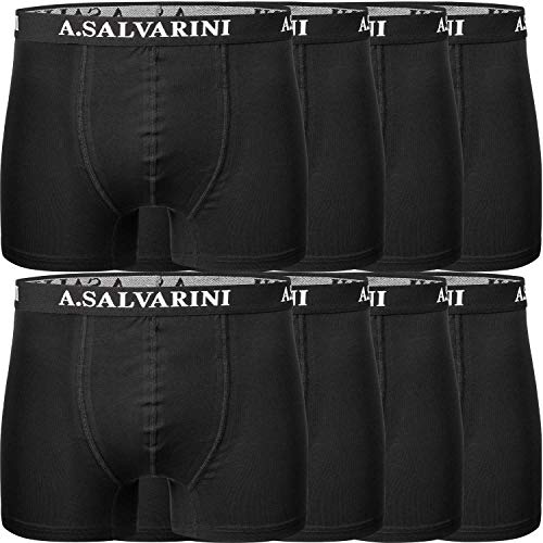 A. Salvarini Boxershorts Herren Unterhose Boxershort 8er Set Bunt mit Schachtel [AS-196-Schwarz-Gr.M] von ALESSANDRO SALVARINI