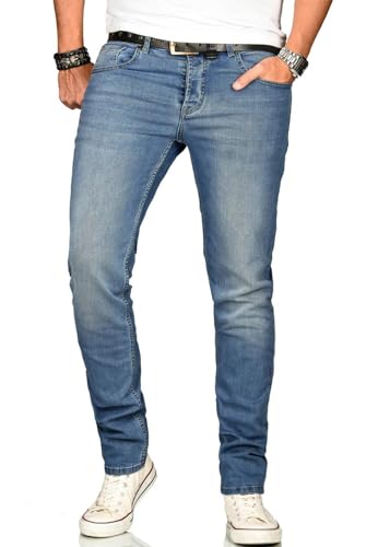 ALESSANDRO SALVARINI Herren Slim Fit Jeans Hose Denim Stretch-Jeans Jeanshose Washed [AS-171M1-Blau Washed-W33 L36] von ALESSANDRO SALVARINI