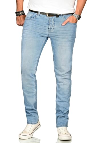 ALESSANDRO SALVARINI Herren Slim Fit Jeans Hose Denim Stretch-Jeans Jeanshose Washed [AS-172M1-Hellblau-W32 L30] von ALESSANDRO SALVARINI