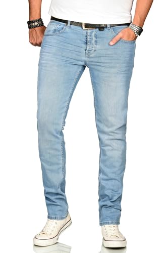 ALESSANDRO SALVARINI Herren Slim Fit Jeans Hose Denim Stretch-Jeans Jeanshose Washed [AS-172M1-Hellblau-W33 L32] von ALESSANDRO SALVARINI