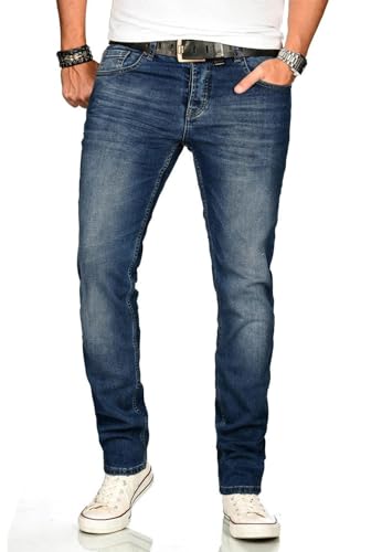 ALESSANDRO SALVARINI Herren Slim Fit Jeans Hose Denim Stretch-Jeans Jeanshose Washed [AS-173M1-Blau-W29 L30] von ALESSANDRO SALVARINI