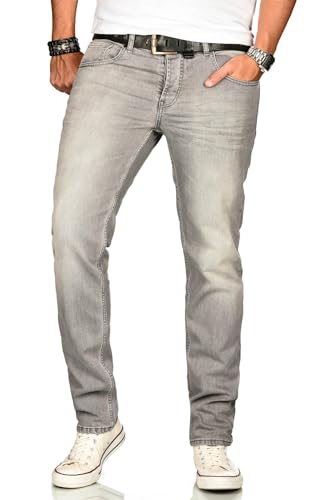 ALESSANDRO SALVARINI Herren Slim Fit Jeans Hose Denim Stretch-Jeans Jeanshose Washed [AS-174M1-Hellgrau-W33 L32] von ALESSANDRO SALVARINI