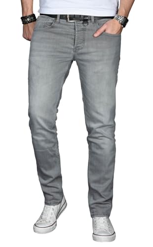 ALESSANDRO SALVARINI Herren Slim Fit Jeans Hose Denim Stretch-Jeans Jeanshose Washed [AS029 - Hellgrau - W36 L30] von ALESSANDRO SALVARINI
