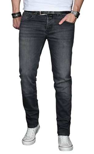 ALESSANDRO SALVARINI Herren Slim Fit Jeans Hose Denim Stretch-Jeans Jeanshose Washed [AS030 - Dunkelgrau - W34 L30] von ALESSANDRO SALVARINI