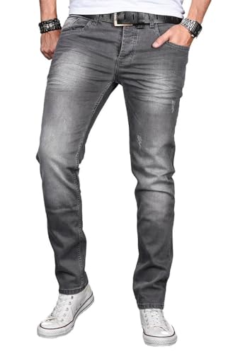 ALESSANDRO SALVARINI Herren Slim Fit Jeans Hose Denim Stretch-Jeans Jeanshose Washed [AS046 - Dark Grey - W31 L34] von ALESSANDRO SALVARINI