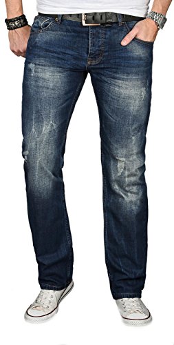 ALESSANDRO SALVARINI Herren Jeanshose Comfort Fit gerades Bein Komfort-Jeans Denim Jeans [AS-060 - W38 L30] von ALESSANDRO SALVARINI