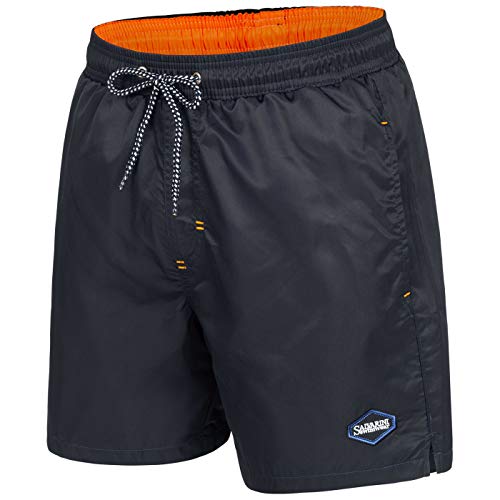 A. Salvarini Herren Badeshorts Badehose Shorts Schwimmshorts Beachshorts AS135 [AS-135-Navy-Orange-Gr.XL] von ALESSANDRO SALVARINI