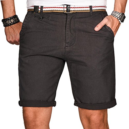 A. Salvarini Herren Bermuda Shorts Kurze Sommer Hose inkl. Gürtel AS-096 [AS-096-Anthrazit-W30] von ALESSANDRO SALVARINI