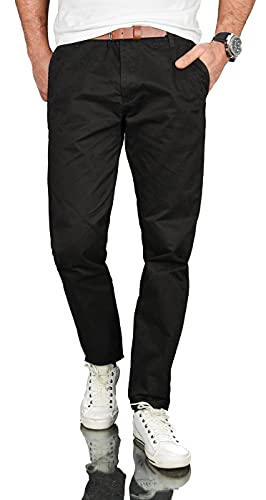 A. Salvarini Herren Designer Business Chino Hose Chinohose Regular Fit AS-095 [AS-095 - Schwarz - W33 L32] von ALESSANDRO SALVARINI