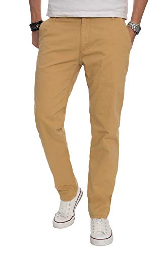 ALESSANDRO SALVARINI Herren Designer Chino Stoff Hose Chinohose Regular Fit AS016 [AS-016-Beige-W33-L30] von ALESSANDRO SALVARINI