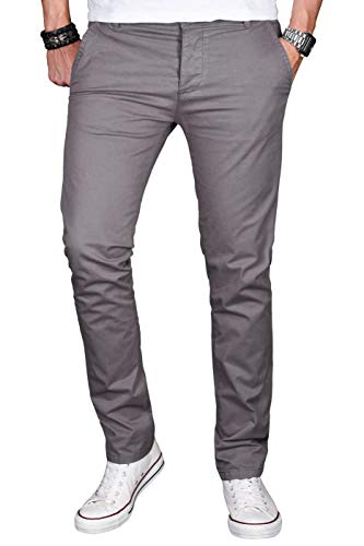 A. Salvarini Herren Designer Chino Stretch Stoff Hose Chinohose Regular Slim mit Elasthananteil AS024 [AS-024-Grau-W33 L30] von ALESSANDRO SALVARINI
