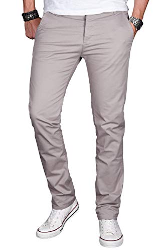 A. Salvarini Herren Designer Chino Stretch Stoff Hose Chinohose Regular Slim mit Elasthananteil AS024 [AS-024-Hellgrau-W40 L34] von ALESSANDRO SALVARINI