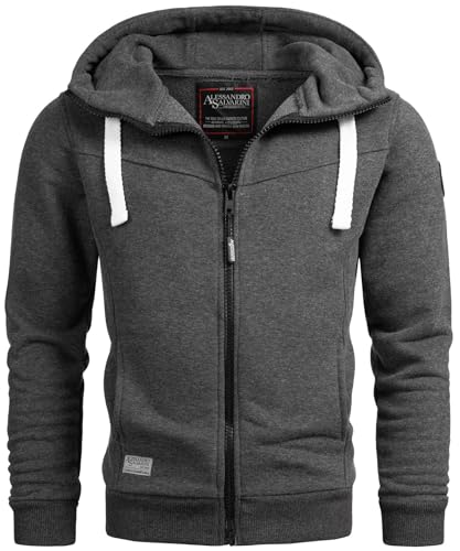 A. Salvarini Herren Pullover Langarm Sweatshirt Kapuzen Hoodie Biker AS123 [AS-123-Dunkelgrau-Gr.M] von ALESSANDRO SALVARINI