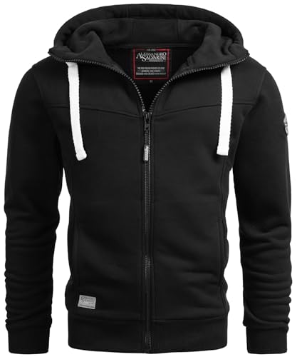 A. Salvarini Herren Pullover Langarm Sweatshirt Kapuzen Hoodie Biker AS123 [AS-123-Schwarz-Gr.M] von ALESSANDRO SALVARINI