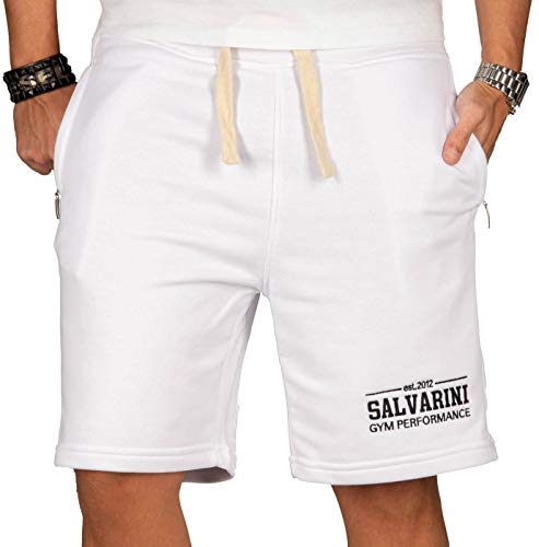 A. Salvarini Herren Sport Jogging Short Fitness Kurze Hose Trainingshose AS130 [AS-130-Weiss-Gr.XXL] von ALESSANDRO SALVARINI