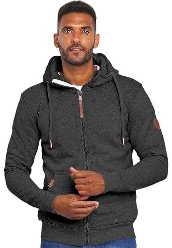 ALESSANDRO SALVARINI Herren Sweatjacke Kapuzenpullover Jacke Hoodie Kapuze Sweater AS292 [AS-292-Dunkelgrau-Gr.M] von ALESSANDRO SALVARINI