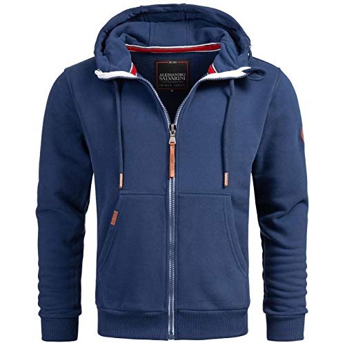 ALESSANDRO SALVARINI Herren Sweatjacke Kapuzenpullover Jacke Hoodie Kapuze Sweater AS292 [AS-292-Petrolblau-Gr.3XL] von ALESSANDRO SALVARINI