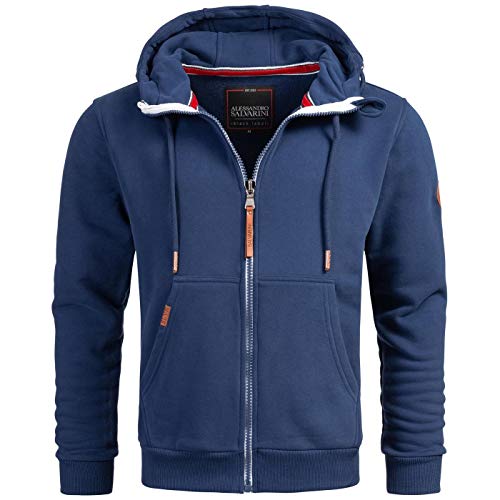 ALESSANDRO SALVARINI Herren Sweatjacke (S-3XL) mit Kapuze - Leicht, Atmungsaktiv, Kapuzenpullover mit Reißverschluss Männer - AS-292 PBlau XX-Large von ALESSANDRO SALVARINI