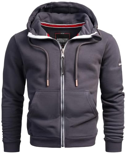 A. Salvarini Herren Sweatjacke Kapuzenpullover Jacke Kapuze Hoodie Sweater AS293 [AS-293-Anthrazit-Gr.M] von ALESSANDRO SALVARINI