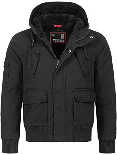 ALESSANDRO SALVARINI Herren Designer warme Winter Jacke Teddyfell gefüttert Winterjacke [AS-139-Schwarz-Gr.L] von ALESSANDRO SALVARINI