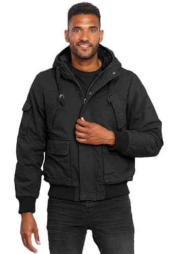 ALESSANDRO SALVARINI Herren Winterjacke (S-3XL) - 100% Baumwolle Obermaterial, Teddyfell innen komplett, Warme Jacke Männer - AS-139 Schwarz Large von ALESSANDRO SALVARINI