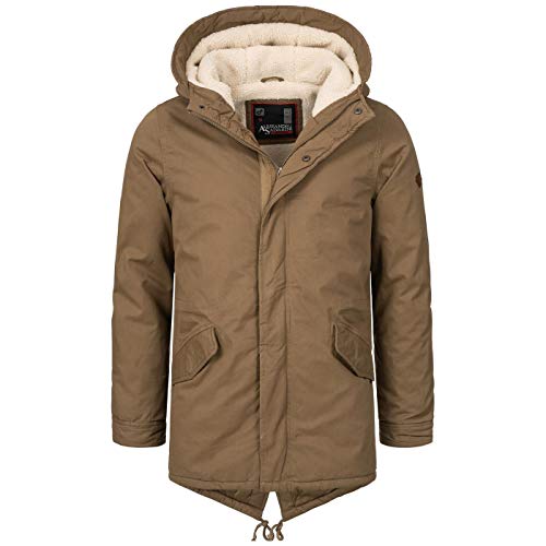 A. Salvarini warme Herren Designer Winter Parka Teddyfell gefüttert Winterjacke [AS-138-Camel-Gr.3XL] von ALESSANDRO SALVARINI