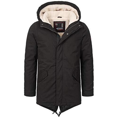 A. Salvarini warme Herren Designer Winter Parka Teddyfell gefüttert Winterjacke [AS-138-Schwarz-Gr.L] von ALESSANDRO SALVARINI