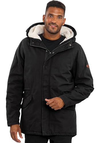 ALESSANDRO SALVARINI Herren Winterjacke (S-3XL) - 100% Baumwolle Obermaterial, Teddyfell innen komplett, Warme Jacke Männer - AS-138 Schwarz Medium von ALESSANDRO SALVARINI