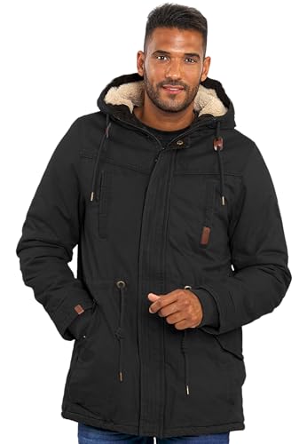 ALESSANDRO SALVARINI Winterjacke Herren Jacke Herren Winter Mann - 100% Baumwolle Teddyfell Fell Gefüttert Warm Kuschelig, Wind Schutz - Schwarz L von ALESSANDRO SALVARINI