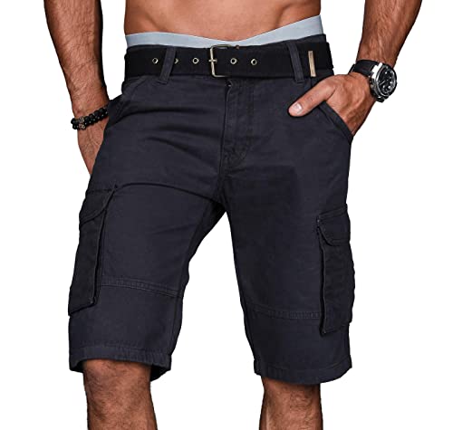 A.Salvarini Stylische Herren Cargo Short inkl. Gürtel Sommer Bermuda Kurze Hose Army Shorts AS-037 [AS-037-Anthrazit-W31] von ALESSANDRO SALVARINI