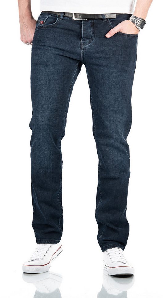 Alessandro Salvarini Straight-Jeans A. Salvarini Herren Jeans Hose mit Knopfleiste von Alessandro Salvarini