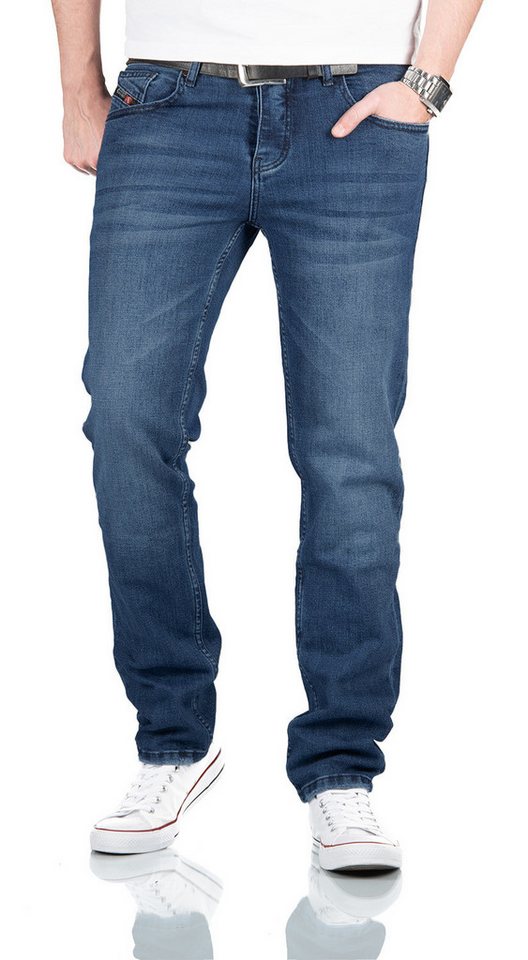 Alessandro Salvarini Straight-Jeans A. Salvarini Herren Jeans Hose mit Knopfleiste von Alessandro Salvarini