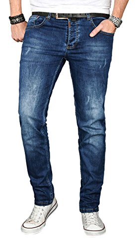 Alessandro Salvarini Designer Herren Jeans Hose Regular Slim Fit Jeanshose Basic Stretch [AS-052 - W32 L30] , Dunkelblau Used von ALESSANDRO SALVARINI