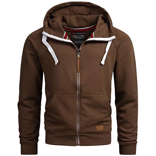 ALESSANDRO SALVARINI Herren Sweatjacke Kapuzenpullover Jacke Kapuze Hoodie Sweater AS192 [AS-192-Braun-Gr.S] von ALESSANDRO SALVARINI