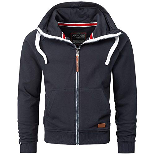 ALESSANDRO SALVARINI Herren Sweatjacke Kapuzenpullover Jacke Kapuze Hoodie Sweater AS192 [AS-192-Navy-Gr.M] von ALESSANDRO SALVARINI