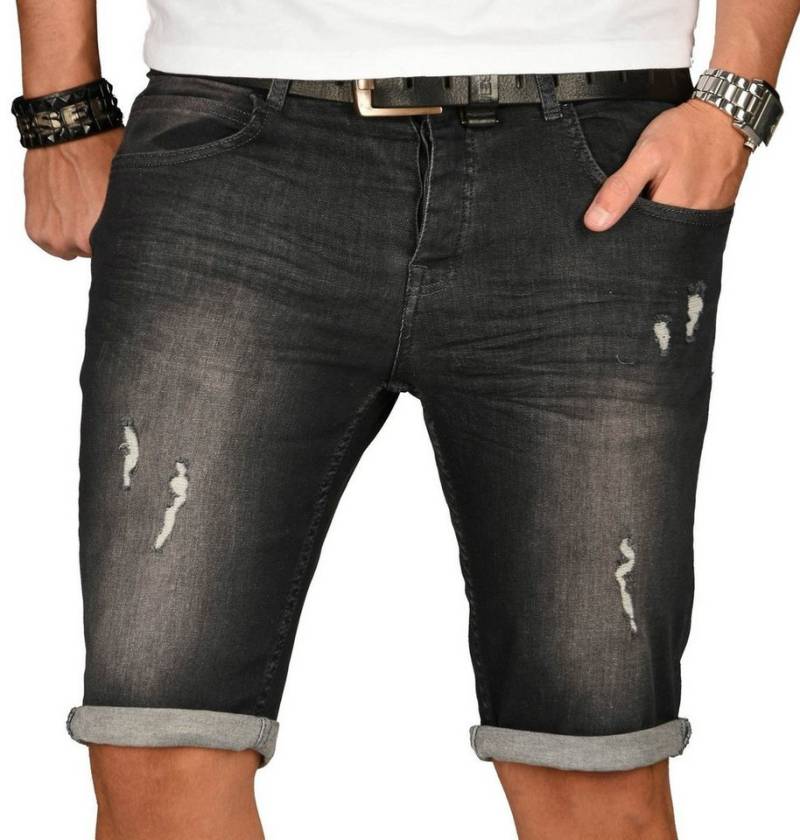 Alessandro Salvarini Shorts Stretch mit Elasthan A. Salvarini Herren Sweat Shorts kurze Hosen AS-151 Schwarz Used W30 von Alessandro Salvarini