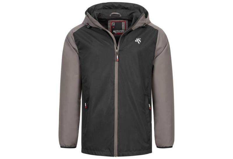 Alessandro Salvarini Regenjacke mit wasserdichtem Reißverschluss Alessandro Salvarini Herren Regenjacke AS322 Schwarz - Dunkelgrau von Alessandro Salvarini