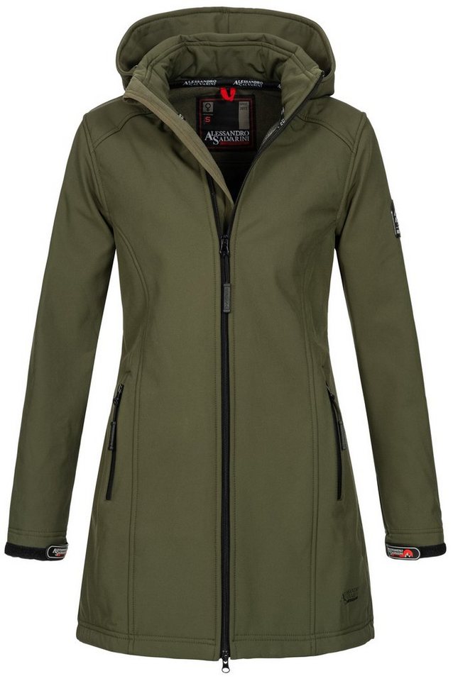 Alessandro Salvarini Softshelljacke Alessia lang mit abnehmbarer Kapuze von Alessandro Salvarini