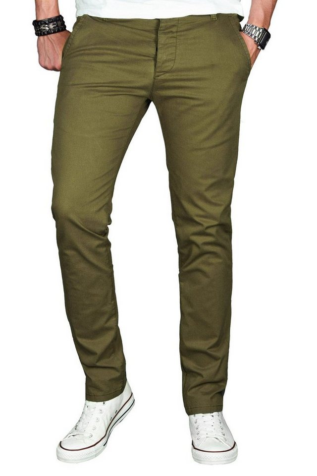 Alessandro Salvarini Straight-Jeans A. Salvarini Herren Designer Chino Stretch Stoff Hose Pant Regular mit Elasthan von Alessandro Salvarini