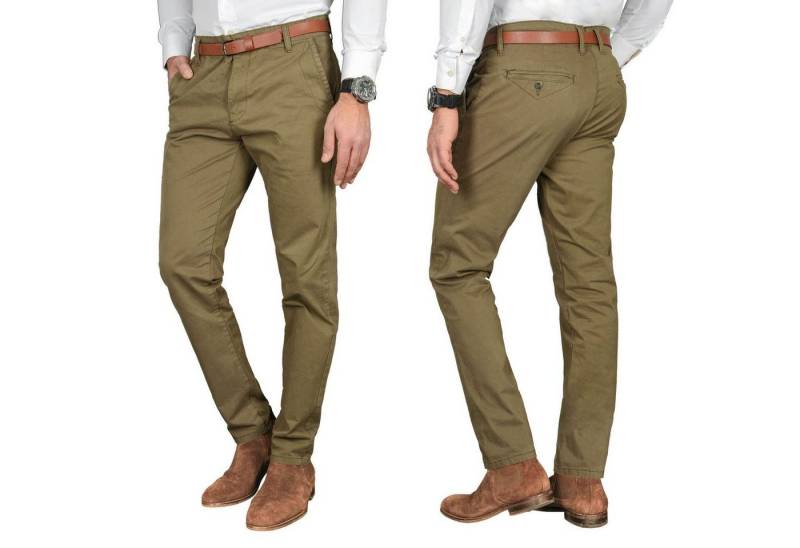 Alessandro Salvarini Straight-Jeans A. Salvarini Herren Designer Chino Stoff Hose Chinohose Regular Fit inkl. Passendem Gürtel von Alessandro Salvarini