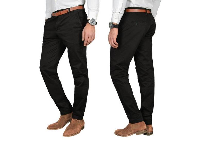 Alessandro Salvarini Straight-Jeans A. Salvarini Herren Designer Chino Stoff Hose Chinohose Regular Fit inkl. Passendem Gürtel von Alessandro Salvarini