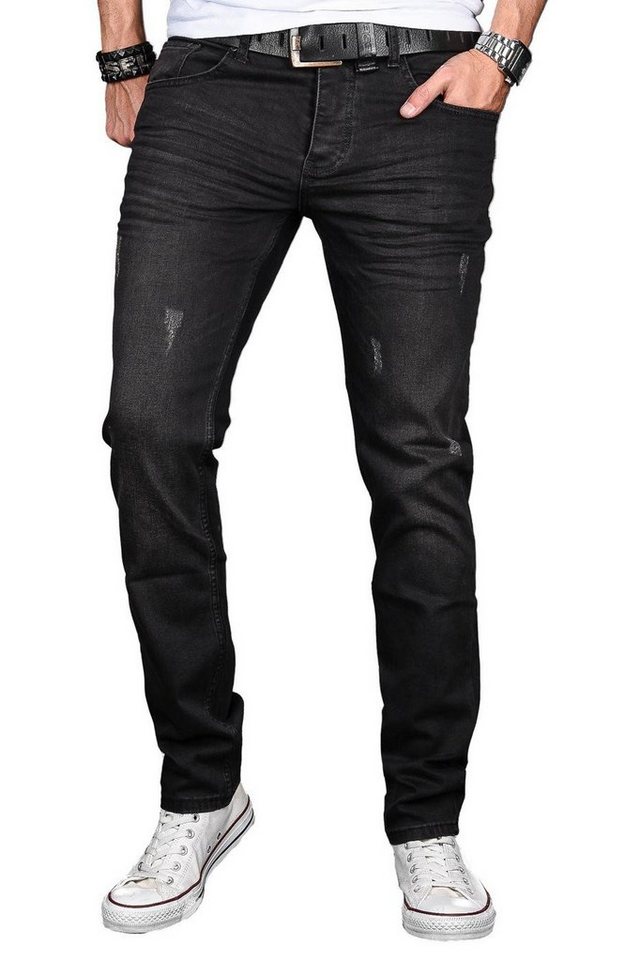 Alessandro Salvarini Straight-Jeans A. Salvarini Designer Herren Jeans Hose Basic Stretch Jeanshose Stretch mit Elasthan von Alessandro Salvarini