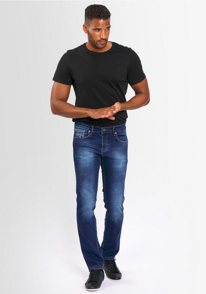 Alessandro Salvarini Straight-Jeans A. Salvarini Herren Jeans AS360 mit Knopfleiste von Alessandro Salvarini